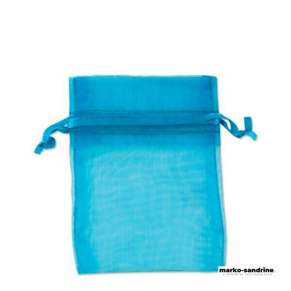 SO3407 turqoise organza drawstring pouch